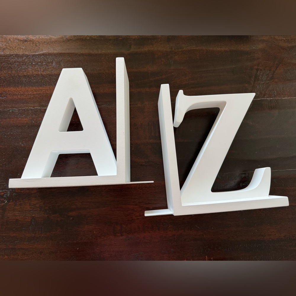 White “A” and “Z” Book Ends 📚